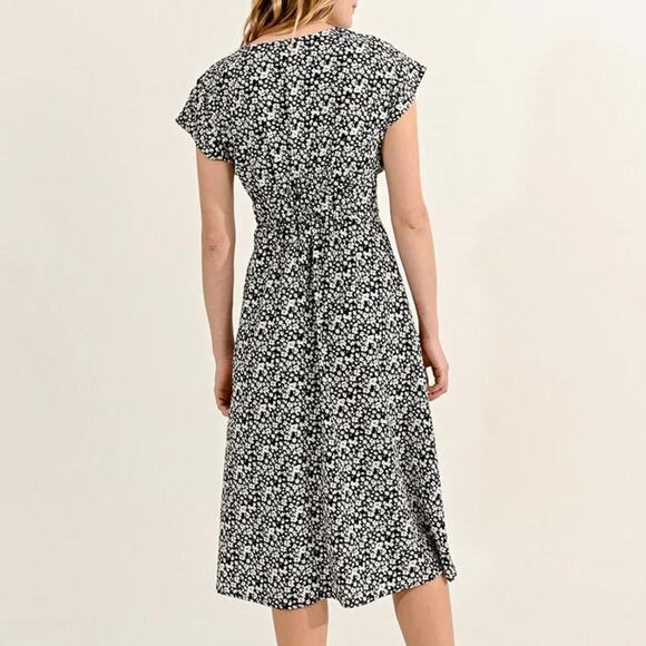 MOLLY BRACKEN | Black White Ditzy Mini Print Floral Dress High Low Hem | Size XL - Picture 3 of 12